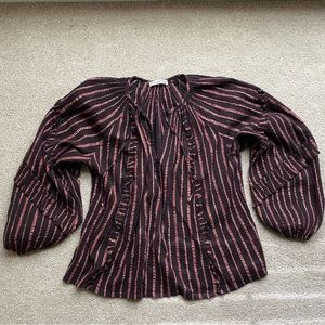 Ulla Johnson brown cotton peasant blouse size 4